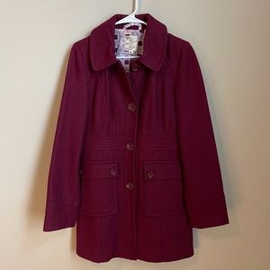 Tulle Peacoat from Anthropologie - Wine, Burgundy - Size Medium